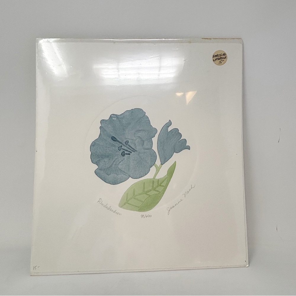 JEANNE NASH Signed Embossed Watercolor DOGWOOD 19/400 Relief Textured 10”X11.5”